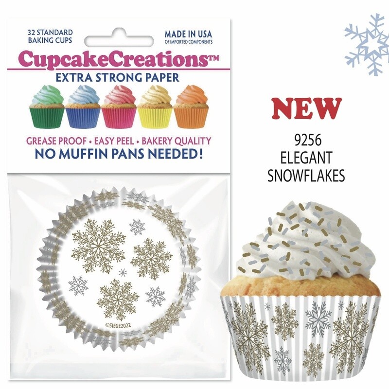 Gold &amp; Silver Snowflakes Bake Cups/32