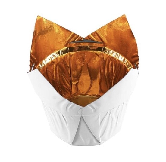White Metallic Tulip Cups/25