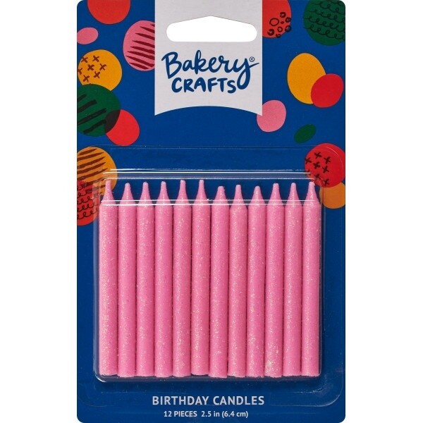 Lt Pink Glitter Candles/12