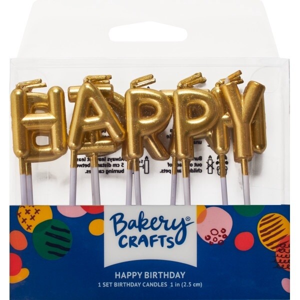 "Happy Birthday" Candles Gold