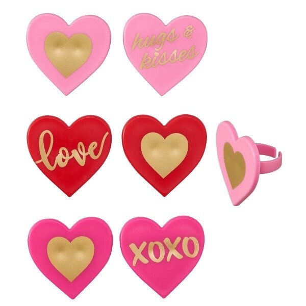 Foil Love Heart Rings/6