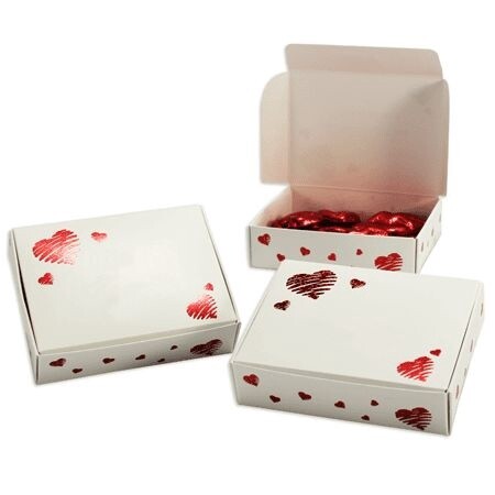 1/4# Metallic Red Heart Print Box