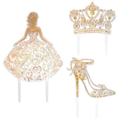 3Pc. Gold Quinceañera Layon Set
