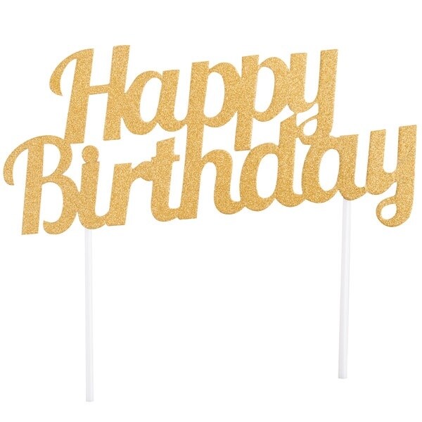 Gold Happy Birthday Cake Topper