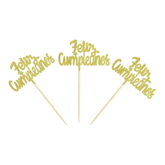 Gold Feliz Cumpleanos Picks/6