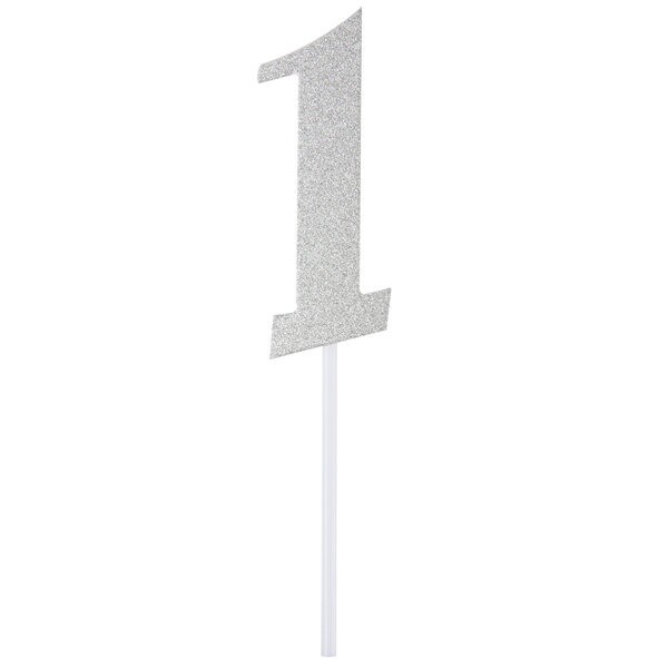 Silver "1" Cake Topper