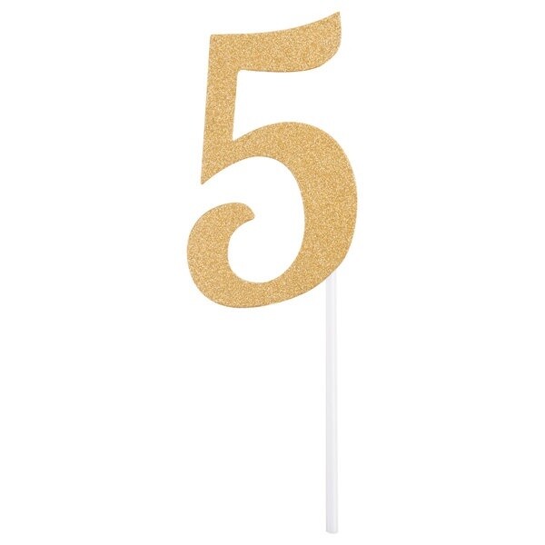 Gold "5" Cake Topper