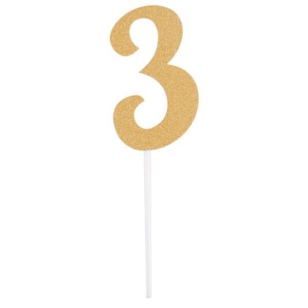 Gold "3" Cake Topper