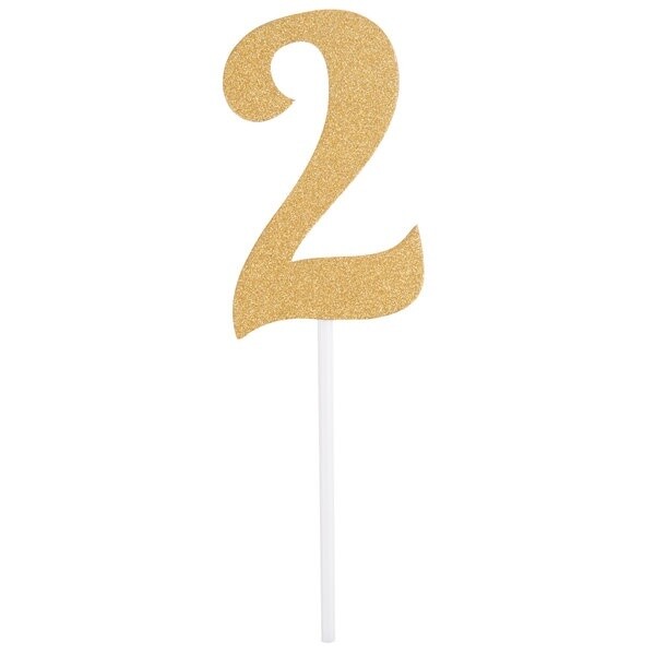 Gold "2" Cake Topper