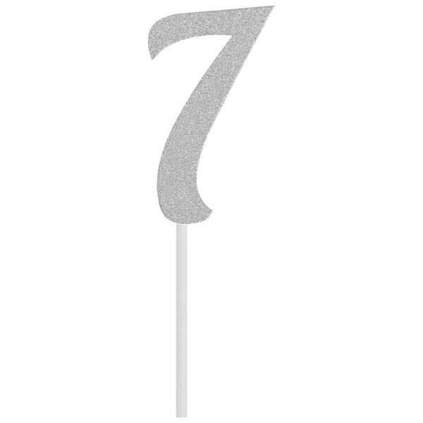 Silver "7" Cake Topper