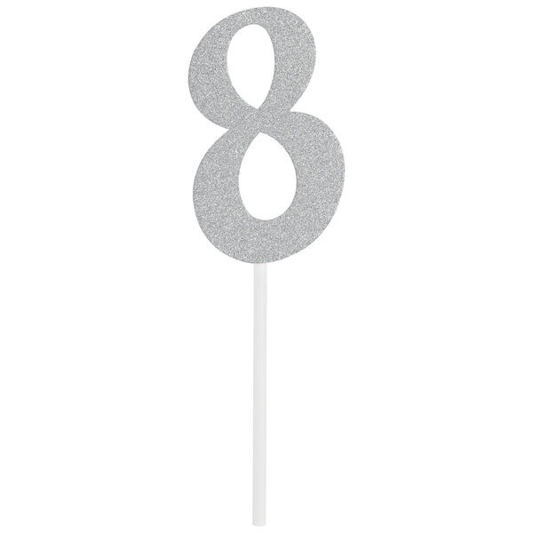 Silver "8" Cake Topper
