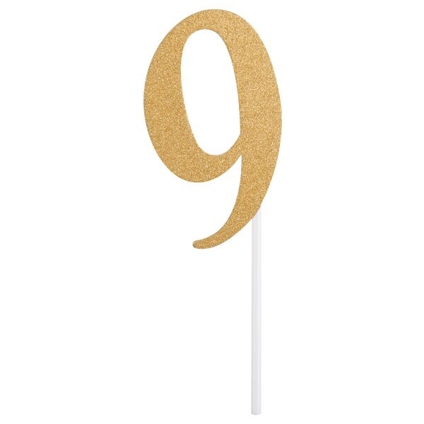 Gold "9" Cake Topper