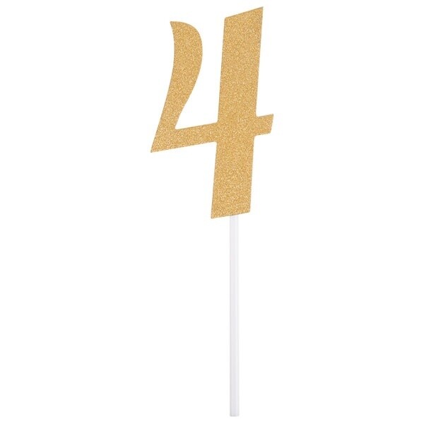 Gold "4" Cake Topper