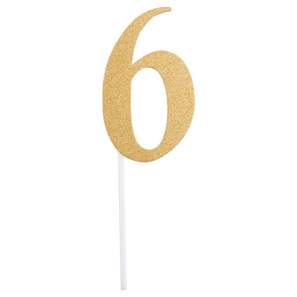 Gold "6" Cake Topper