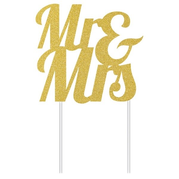 Gold "Mr&amp;Mrs" Cake Topper