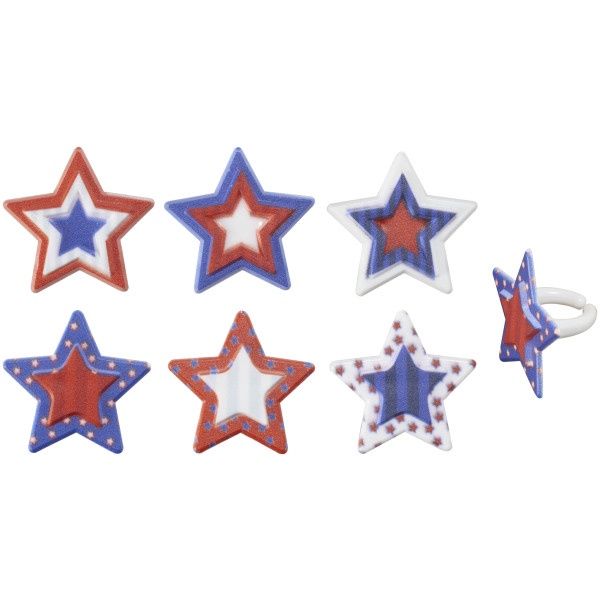 Patriotic Star Rings pk6
