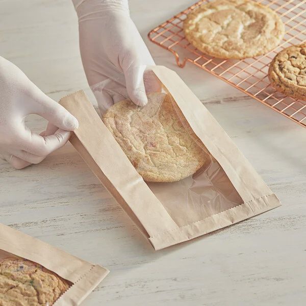 6.5x2x8.5 Kraft Cookie Bags w/window/25