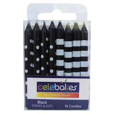 Black Stripes &amp; Dots Candles