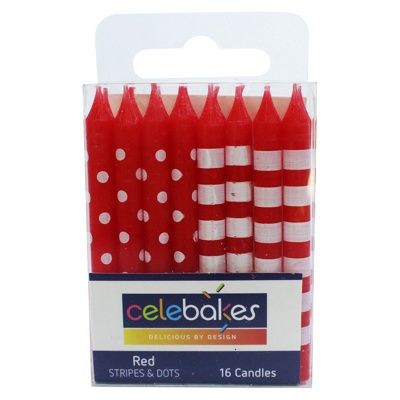 Red Stripes &amp; Dots Candles