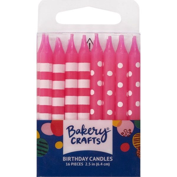 Pink Stripes &amp; Dots Candles