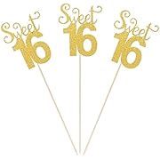 Sweet 16 Gold Glitter Topper