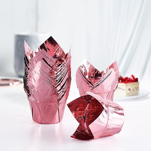 Rose Gold Metallic Tulip Cups/25