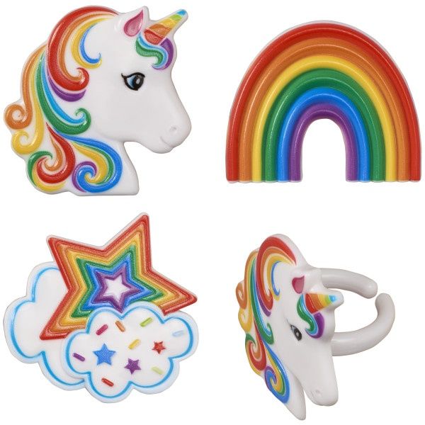 Rainbow Unicorn Rings Pk6
