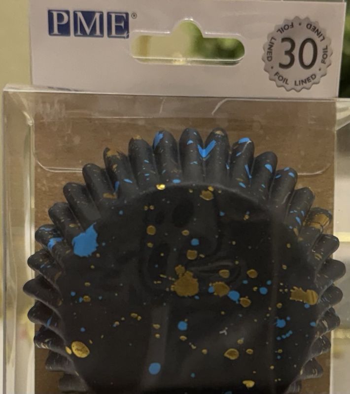 Blue &amp; Gold Fleck Foil Baking Cup/30