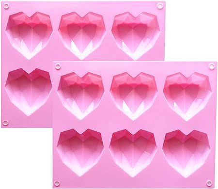 6cav Diamond Heart Silicone Mold