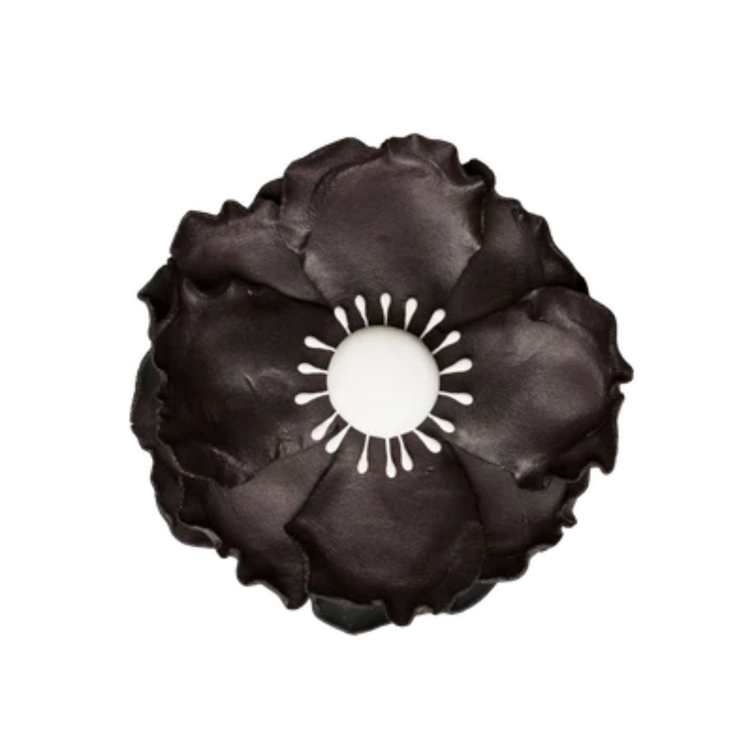 3.25" Black Anemone Gumpaste