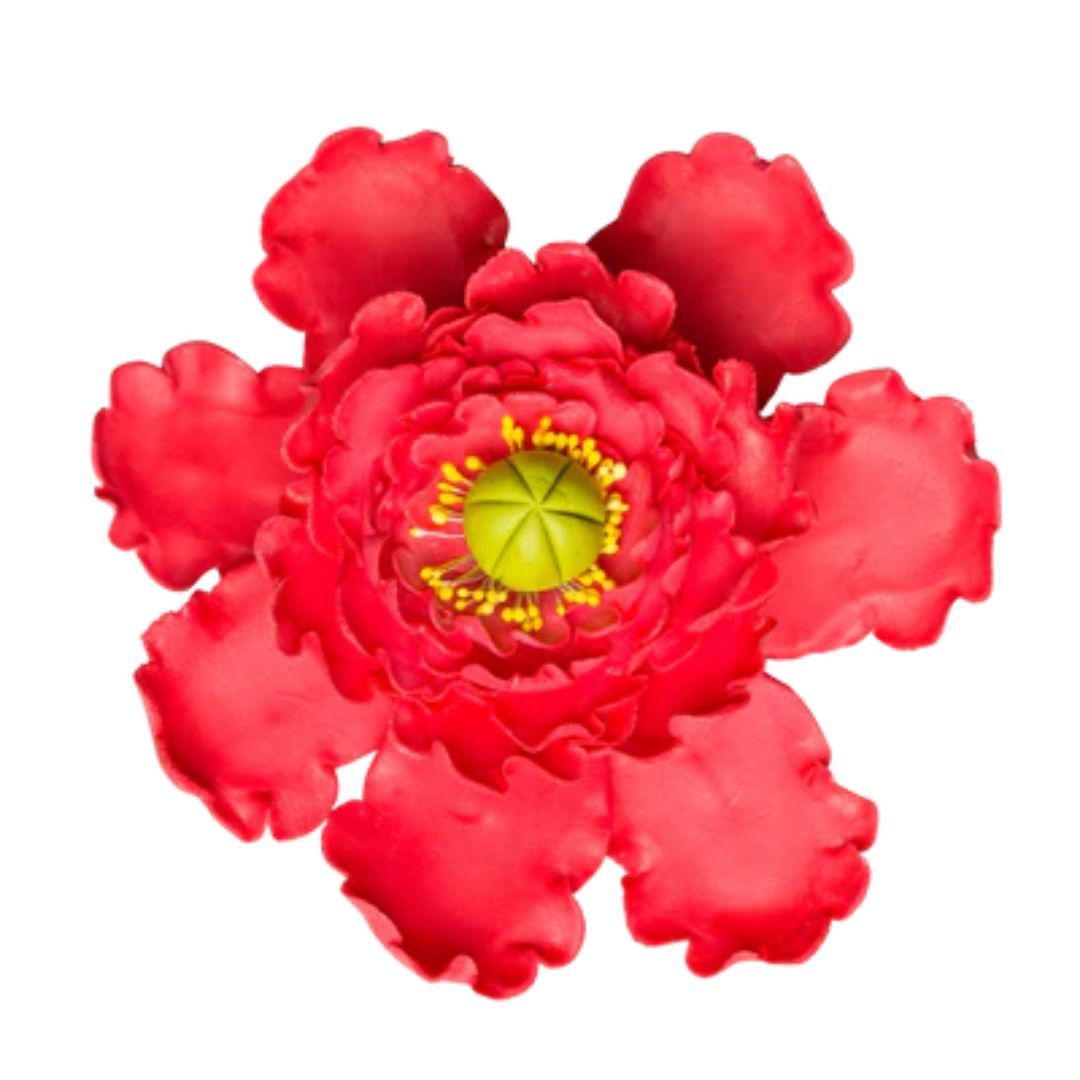 4" Red Peony Gumpaste