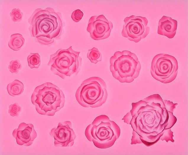 Rose 21 Cavity Asst. Sizes Silicone Mold