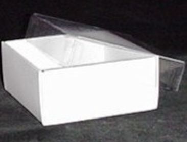 3.5SQx1.625 White Box w/ Clear Lid