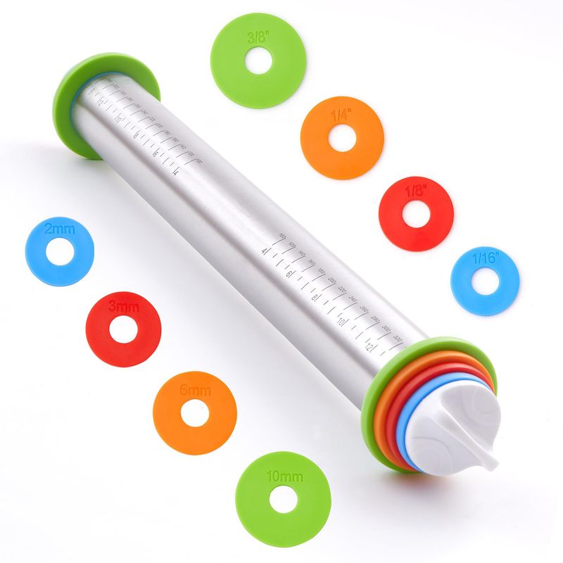 Stainless Steel Rolling Pin with Guides
