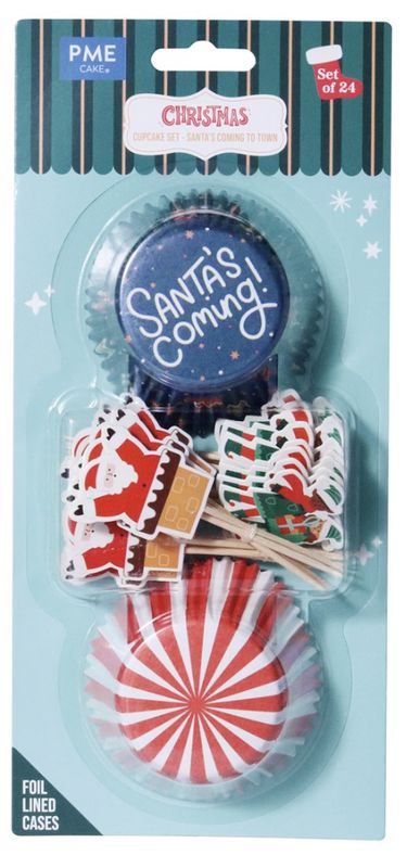 Santa&#39;s Coming Baking Cups &amp; Picks/24