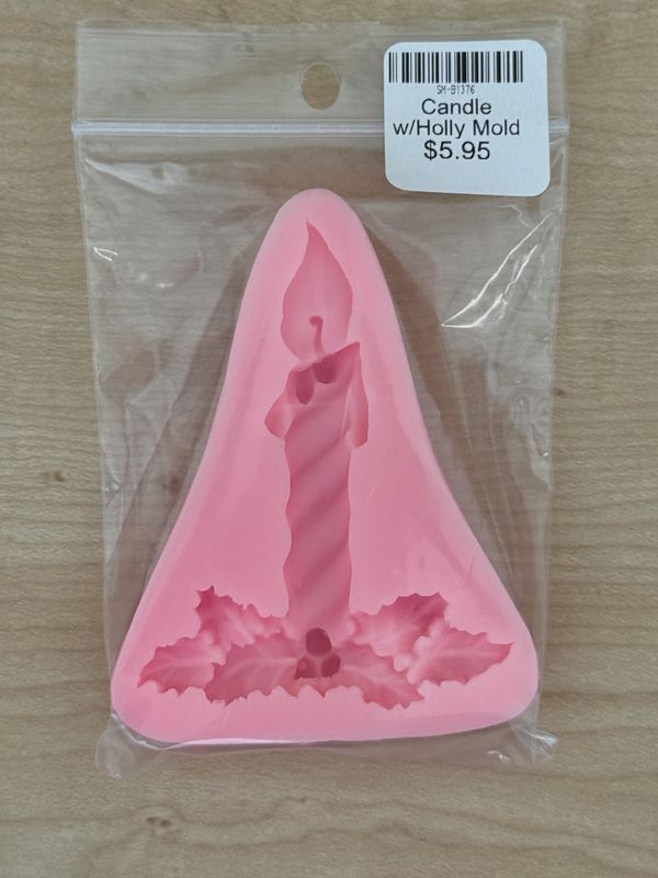 Candle w/Holly Mold