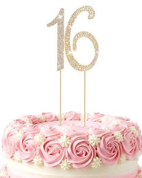 Rhinestone "16" Cake Topper