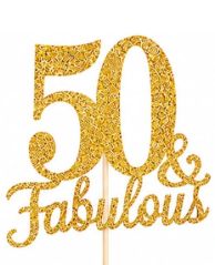50 &amp; Fabulous Gold Glitter Topper