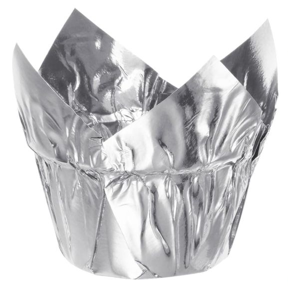 Silver Metallic Tulip Cups/25
