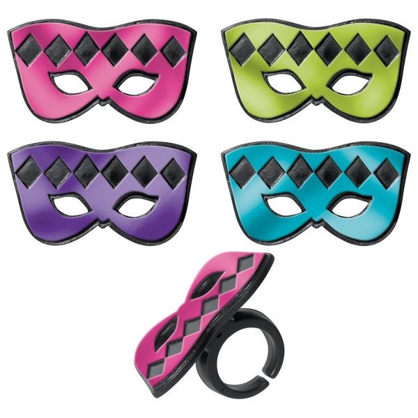 Mardi Gras Mask Rings Pk4