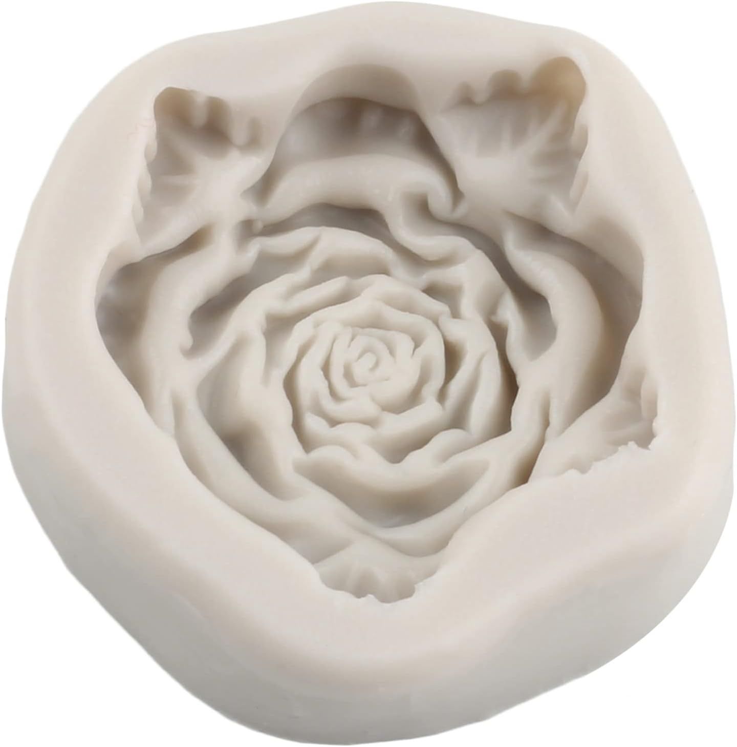 Rose w/Leaves Medium Silicone Mold