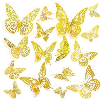 Gold Butterfly Cake Toppers/12