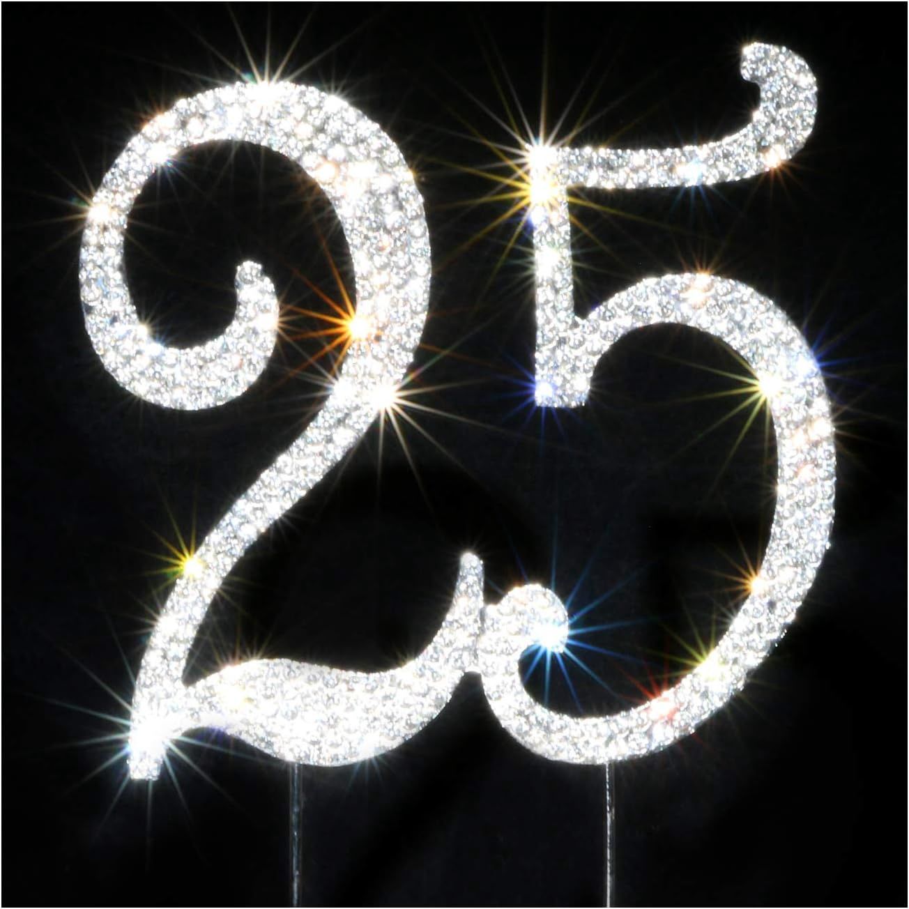Rhinestone "25" Cake Topper