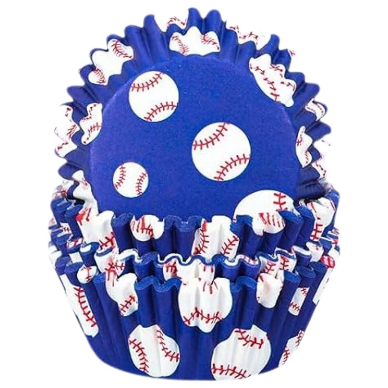 Baseball Baking Cups Blue 25pk