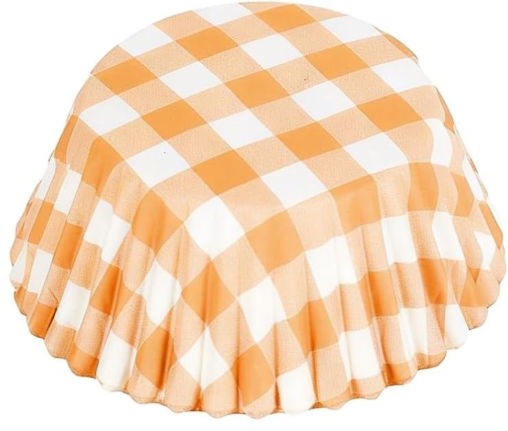 Orange Gingham Baking Cups 25 pack