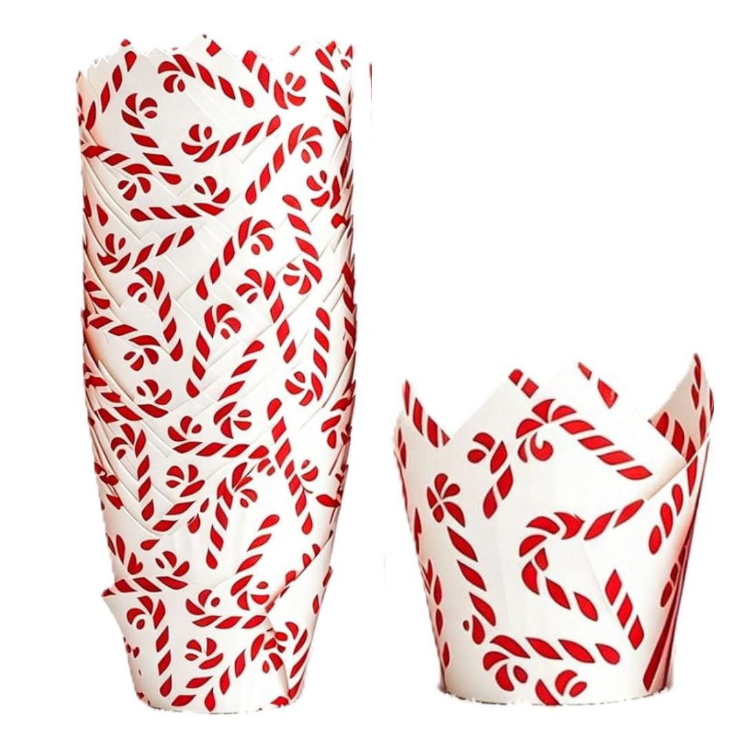 Candy Cane Tulip Cups 25pk