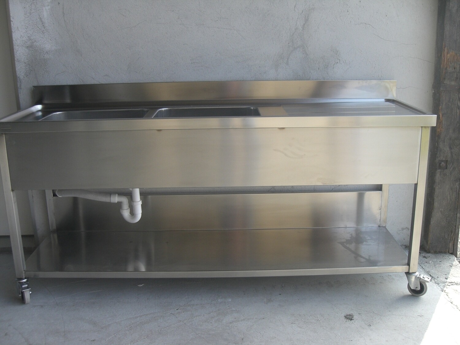 Doppelwaschbecken m. Ablage 60 x 200 cm fahrbar