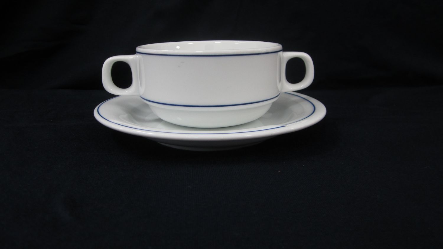 Suppentasse mit Untertasse Blaurand 200ml