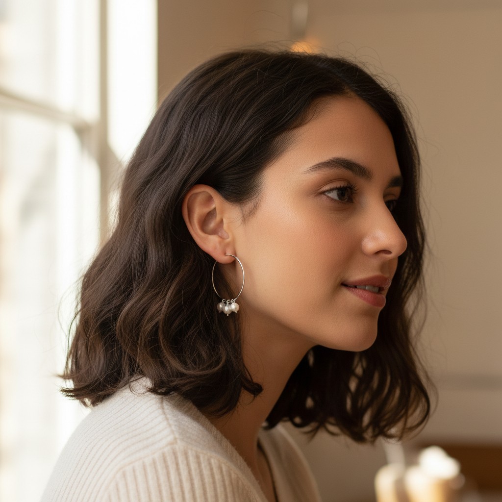 Boucles d'oreilles Créoles Jade