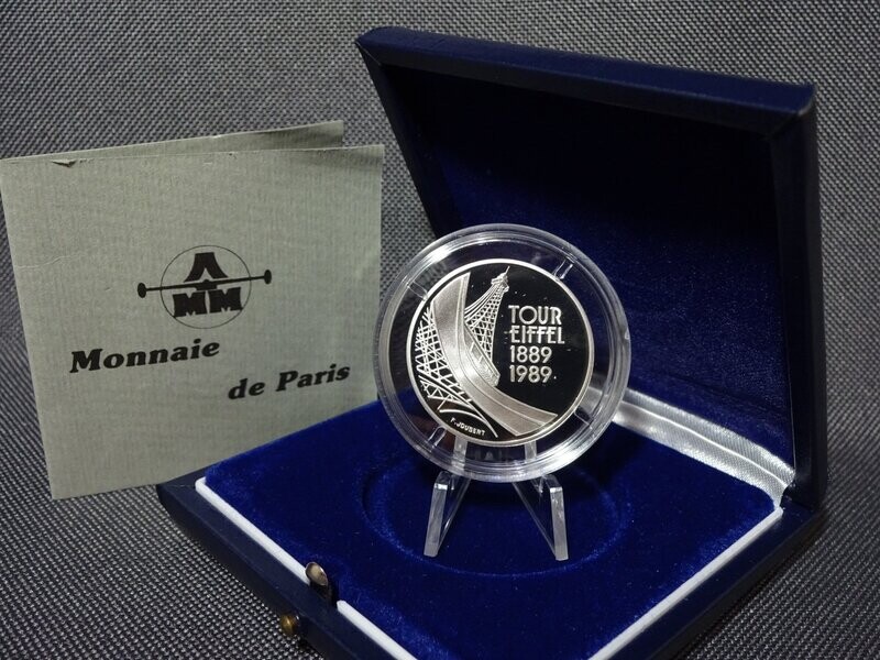 Silbermünze Frankreich Eifelturm 1989 Tour Eifel 5 Francs PP Proof
